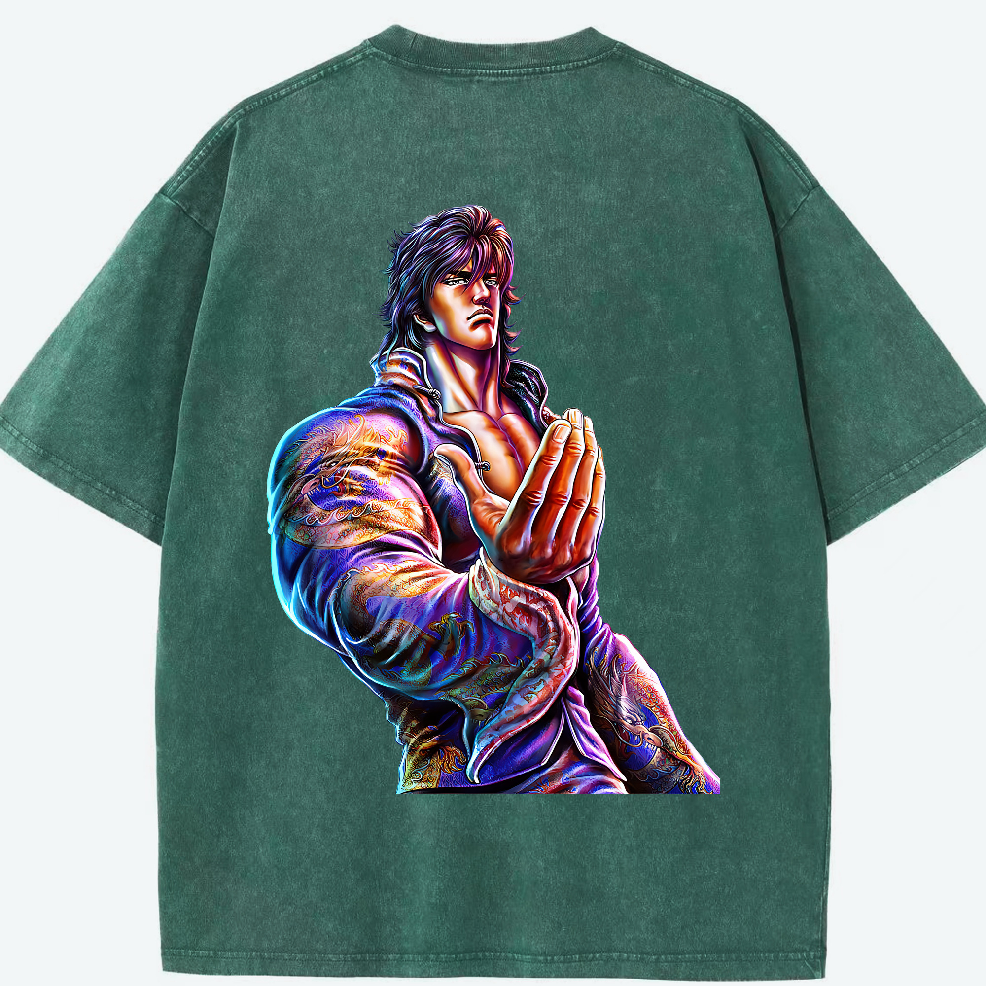 （画像用） 北斗の拳 Fist of the North Star 綿100% ヴィンテージ風 半袖Tシャツ（背面プリント）